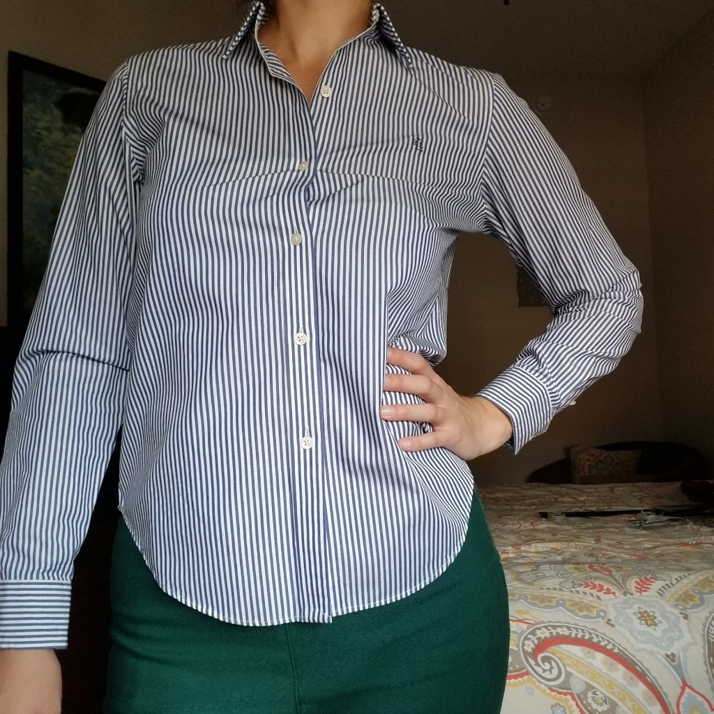 All Cotton Blue & White Button Down - Picture 1 of 7